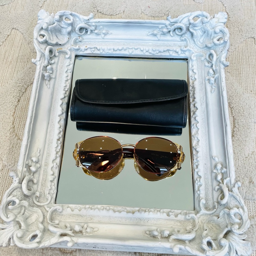 AUTHENTIC VERSACE Vintage Logo Dress Sunglasses MONOGRAM Medusa Glasses and Case
